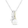 Thumbnail Image 2 of Cultured Pearl & White Lab-Created Sapphire Necklace Sterling Silver & 10K Yellow Gold 18"