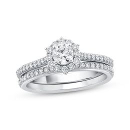 Adore Diamond Flower Halo Bridal Set 5/8 ct tw 14K White Gold