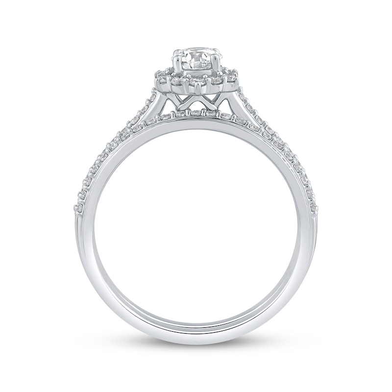 Main Image 3 of Adore Diamond Flower Halo Bridal Set 5/8 ct tw 14K White Gold