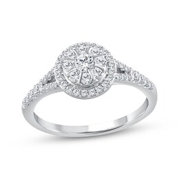 Adore Multi-Diamond Halo Engagement Ring 1/2 ct tw 14K White Gold