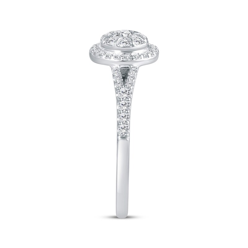 Main Image 2 of Adore Multi-Diamond Halo Engagement Ring 1/2 ct tw 14K White Gold