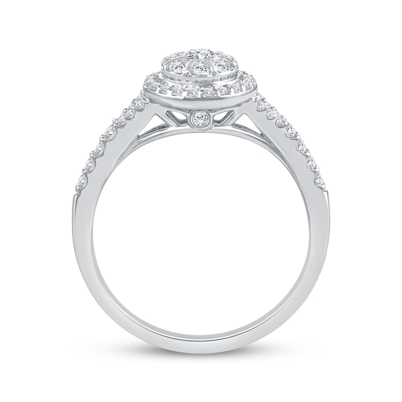 Main Image 3 of Adore Multi-Diamond Halo Engagement Ring 1/2 ct tw 14K White Gold