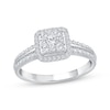 Thumbnail Image 1 of Adore Multi-Diamond Cushion Halo Engagement Ring 1/2 ct tw 14K White Gold