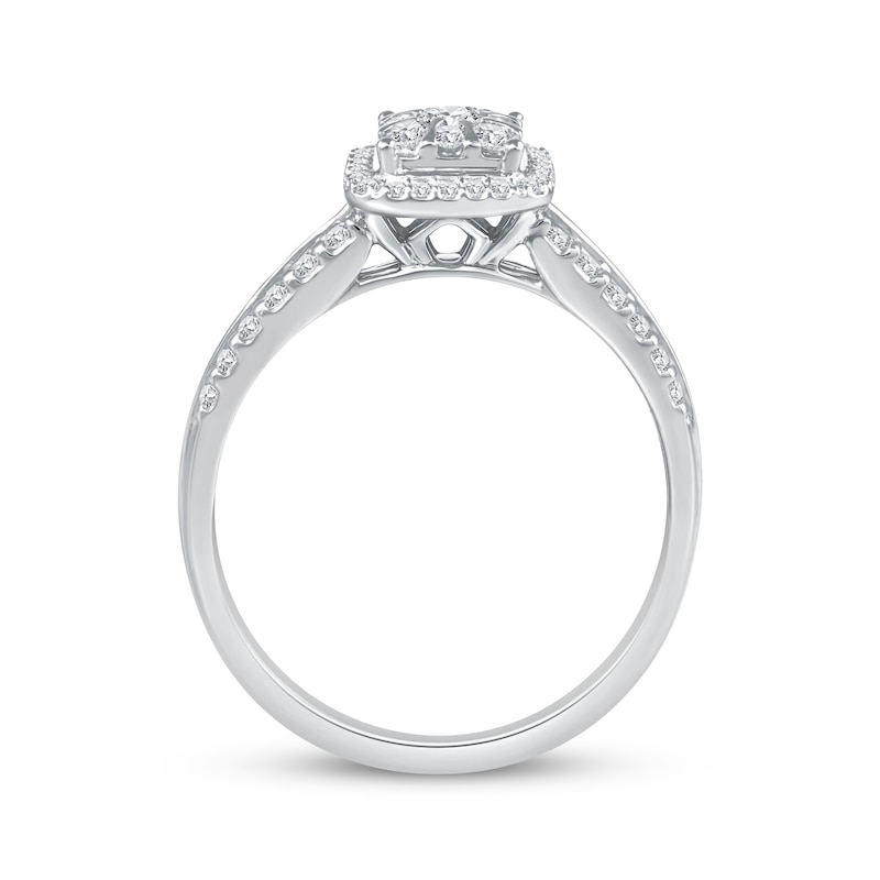 Main Image 2 of Adore Multi-Diamond Cushion Halo Engagement Ring 1/2 ct tw 14K White Gold