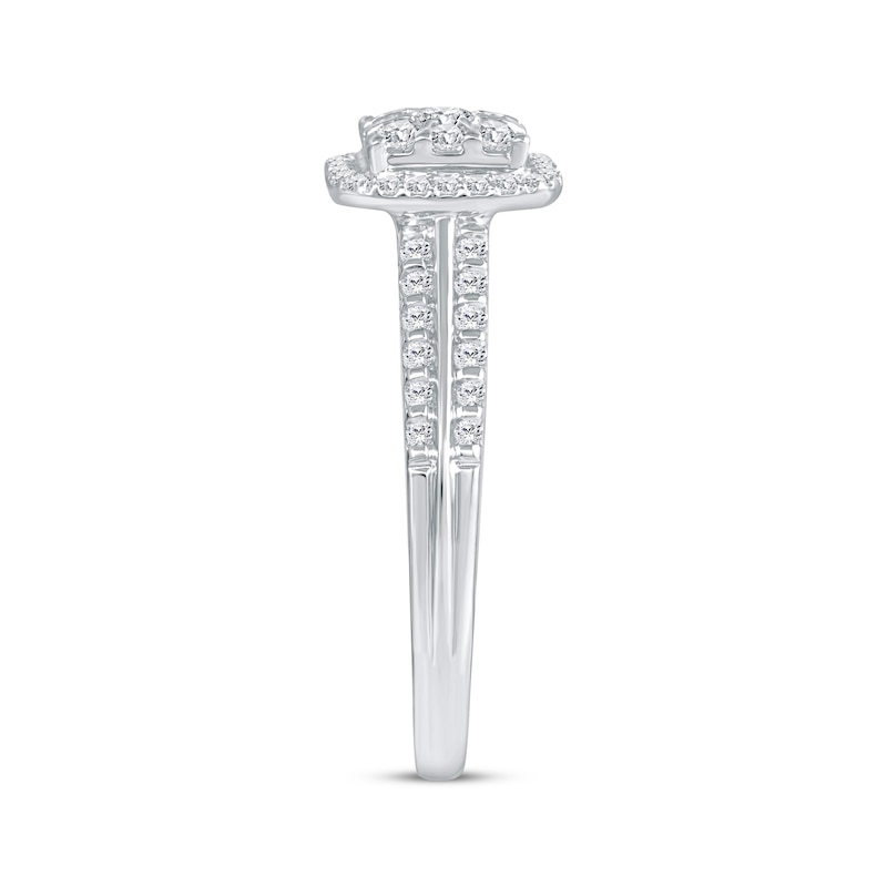 Main Image 3 of Adore Multi-Diamond Cushion Halo Engagement Ring 1/2 ct tw 14K White Gold