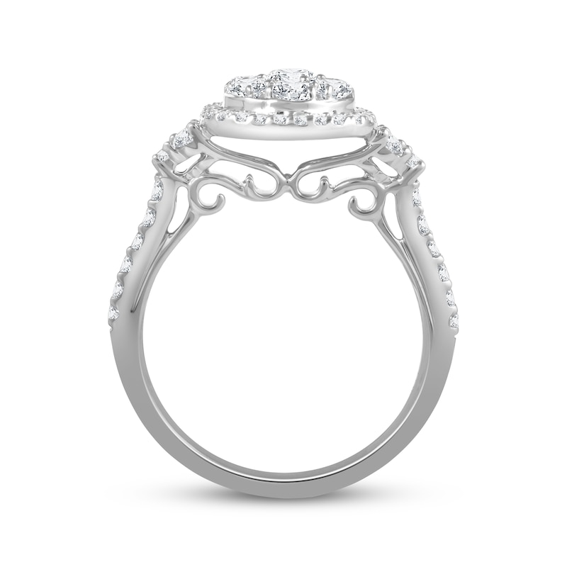 Main Image 3 of Adore Multi-Diamond Cushion Halo Engagement Ring 1 ct tw 14K White Gold
