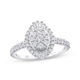 Adore Muti-Diamond Oval Starburst Halo Engagement Ring 5/8 ct tw 14K White Gold