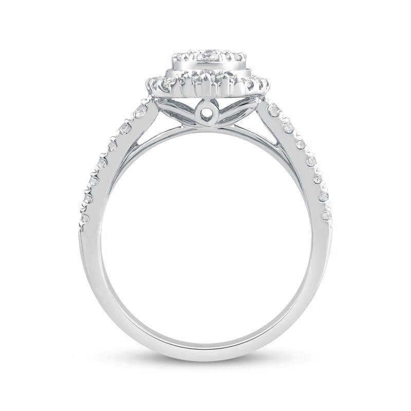 Main Image 3 of Adore Muti-Diamond Oval Starburst Halo Engagement Ring 5/8 ct tw 14K White Gold