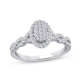 Adore Multi-Diamond Oval Halo Engagement Ring 3/8 ct tw 14K White Gold