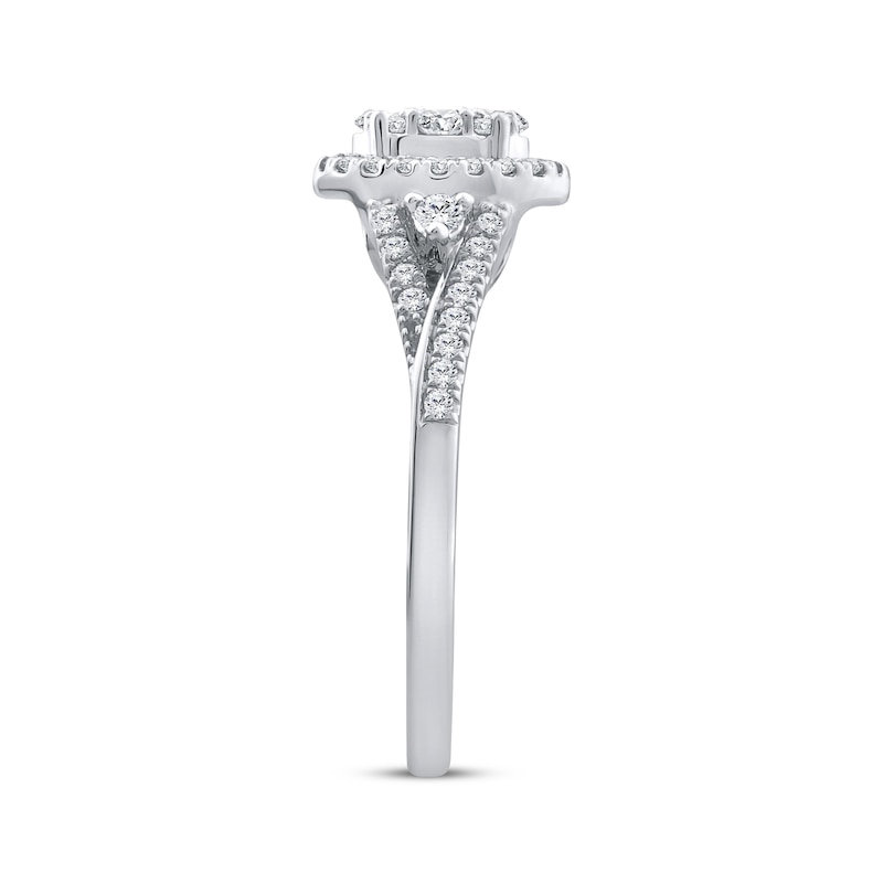 Main Image 2 of Adore Multi-Diamond Oval Halo Engagement Ring 1/2 ct tw 14K White Gold