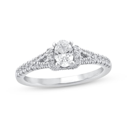 Adore Oval-Cut Diamond Draped Halo Engagement Ring 3/4 ct tw 14K White Gold