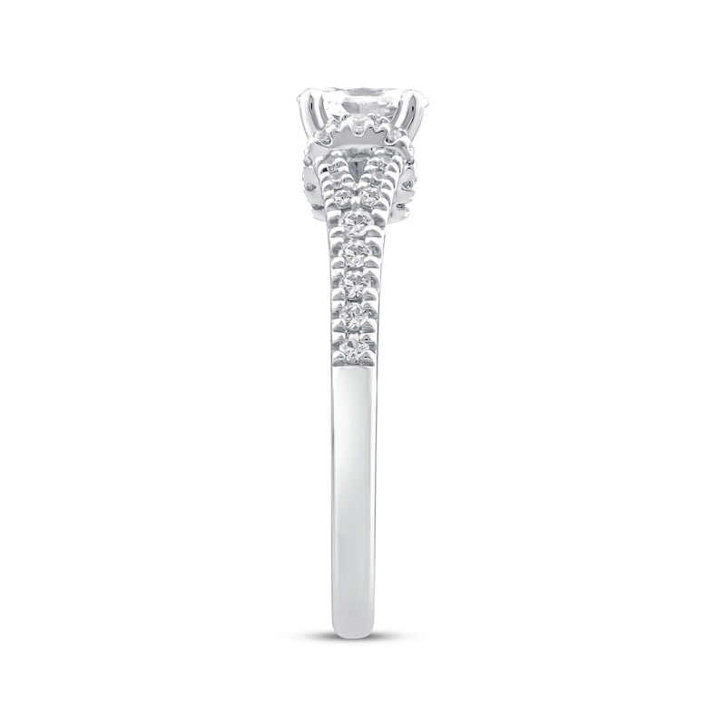 Main Image 2 of Adore Oval-Cut Diamond Draped Halo Engagement Ring 3/4 ct tw 14K White Gold