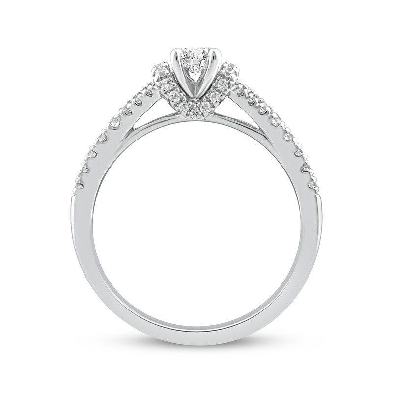Main Image 3 of Adore Oval-Cut Diamond Draped Halo Engagement Ring 3/4 ct tw 14K White Gold