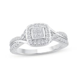 Adore Princess-Cut Quad Diamond Engagement Ring 1/2 ct tw 14K White Gold