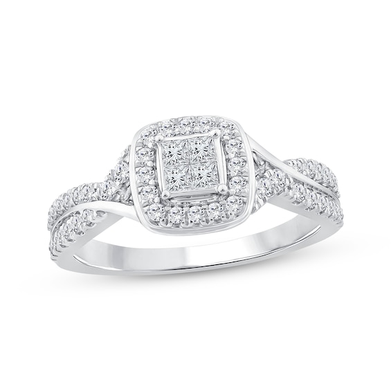 Adore Princess-Cut Quad Diamond Engagement Ring 1/2 ct tw 14K White Gold