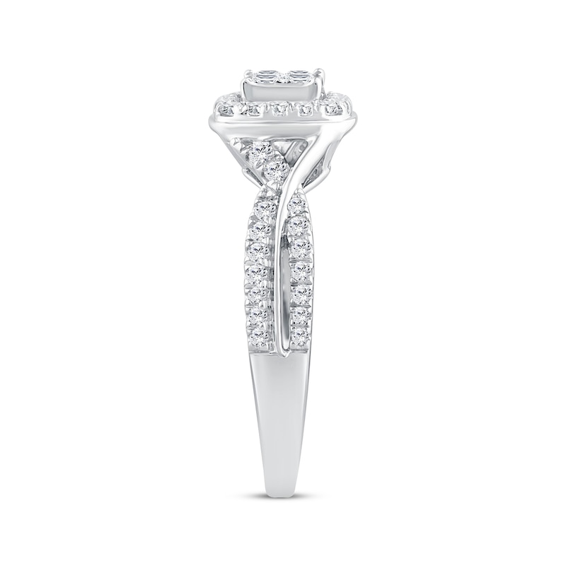 Main Image 2 of Adore Princess-Cut Quad Diamond Engagement Ring 1/2 ct tw 14K White Gold