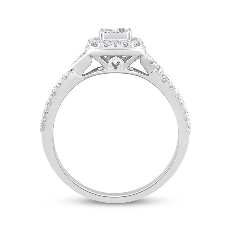 Main Image 3 of Adore Princess-Cut Quad Diamond Engagement Ring 1/2 ct tw 14K White Gold