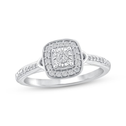 Adore Round-Cut Diamond Cushion Halo Engagement Ring 1/4 ct tw 14K White Gold