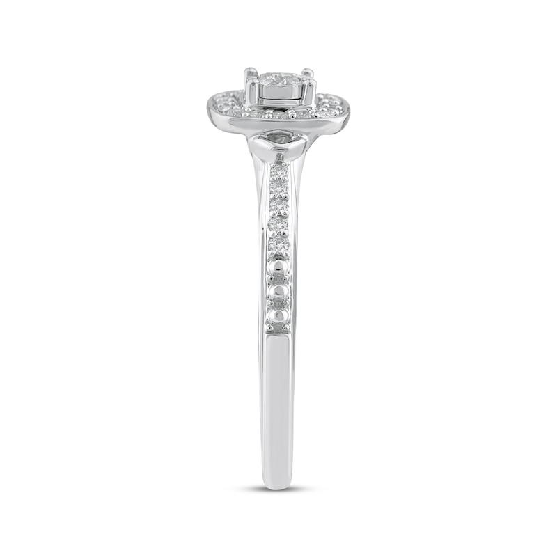 Main Image 2 of Adore Round-Cut Diamond Cushion Halo Engagement Ring 1/4 ct tw 14K White Gold