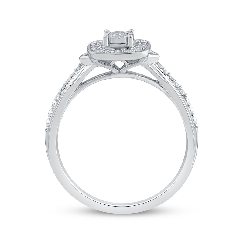 Main Image 3 of Adore Round-Cut Diamond Cushion Halo Engagement Ring 1/4 ct tw 14K White Gold