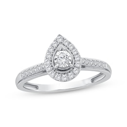 Adore Round-Cut Diamond Pear Halo Engagement Ring 1/4 ct tw 14K White Gold