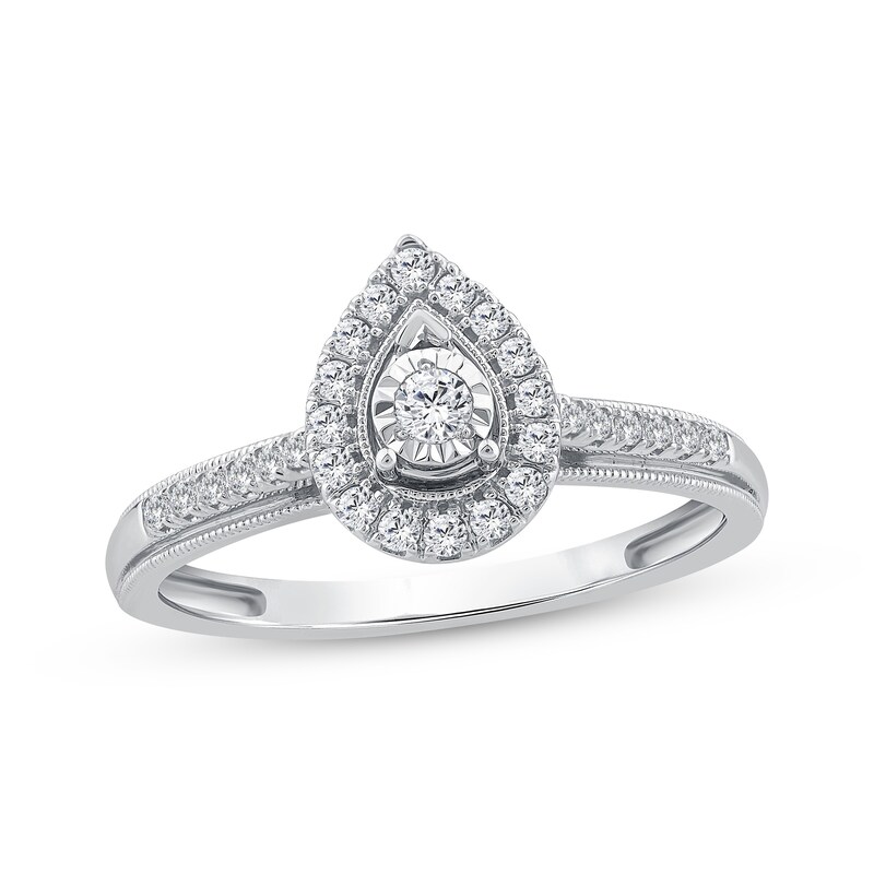 Main Image 1 of Adore Round-Cut Diamond Pear Halo Engagement Ring 1/4 ct tw 14K White Gold