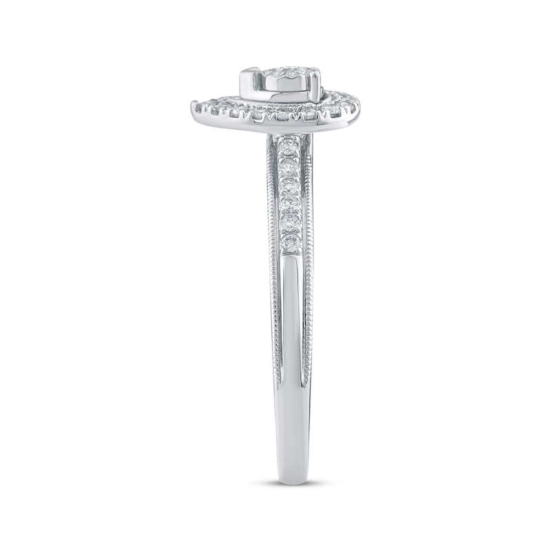 Main Image 2 of Adore Round-Cut Diamond Pear Halo Engagement Ring 1/4 ct tw 14K White Gold