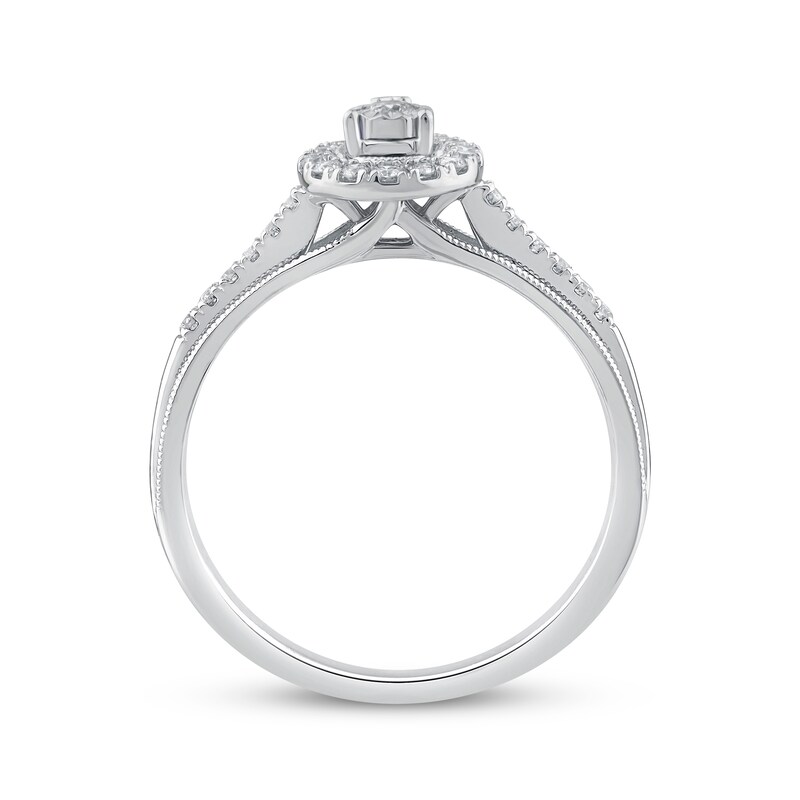 Main Image 3 of Adore Round-Cut Diamond Pear Halo Engagement Ring 1/4 ct tw 14K White Gold