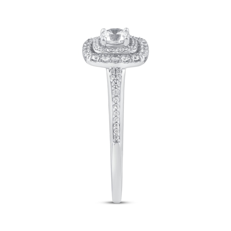 Main Image 2 of Adore Cushion-Cut Diamond Double Halo Engagement Ring 5/8 ct tw 14K White Gold