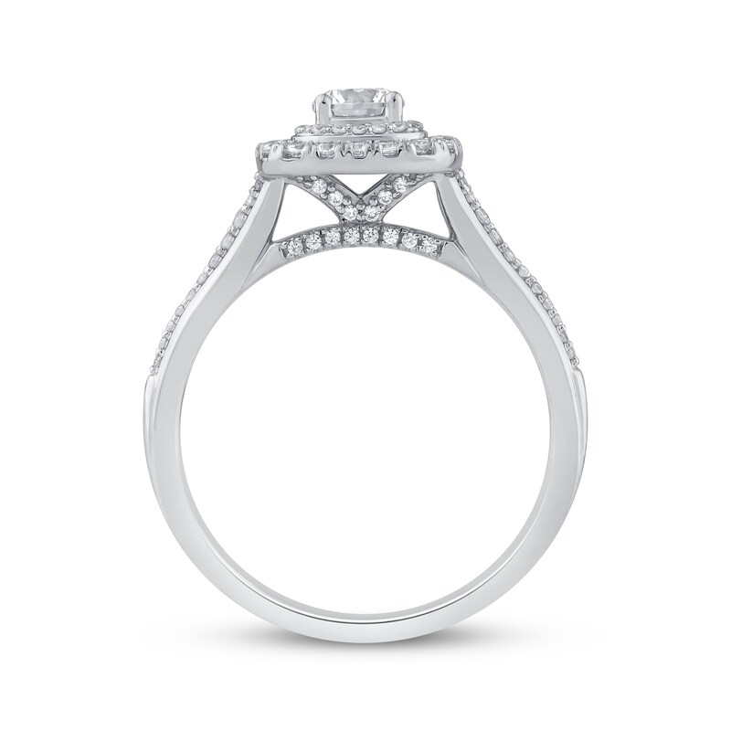 Main Image 3 of Adore Cushion-Cut Diamond Double Halo Engagement Ring 5/8 ct tw 14K White Gold