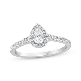 Adore Pear-Shaped Diamond Halo Engagement Ring 1/2 ct tw 14K White Gold