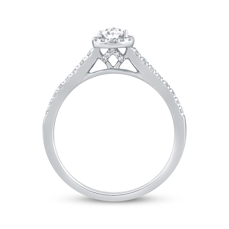 Main Image 3 of Adore Pear-Shaped Diamond Halo Engagement Ring 1/2 ct tw 14K White Gold