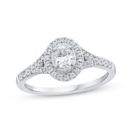 Adore Oval-Cut Diamond Halo Engagement Ring 1/2 ct tw 14K White Gold