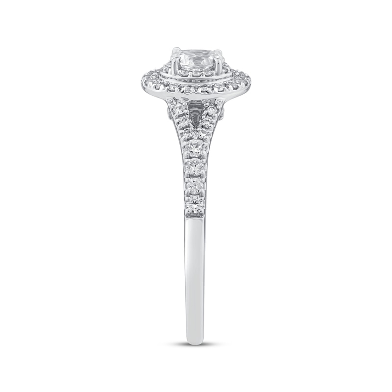 Main Image 2 of Adore Oval-Cut Diamond Halo Engagement Ring 1/2 ct tw 14K White Gold
