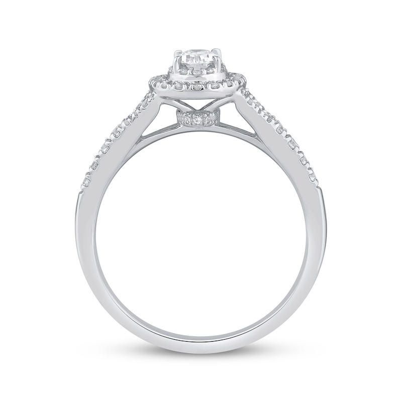 Main Image 3 of Adore Oval-Cut Diamond Halo Engagement Ring 1/2 ct tw 14K White Gold