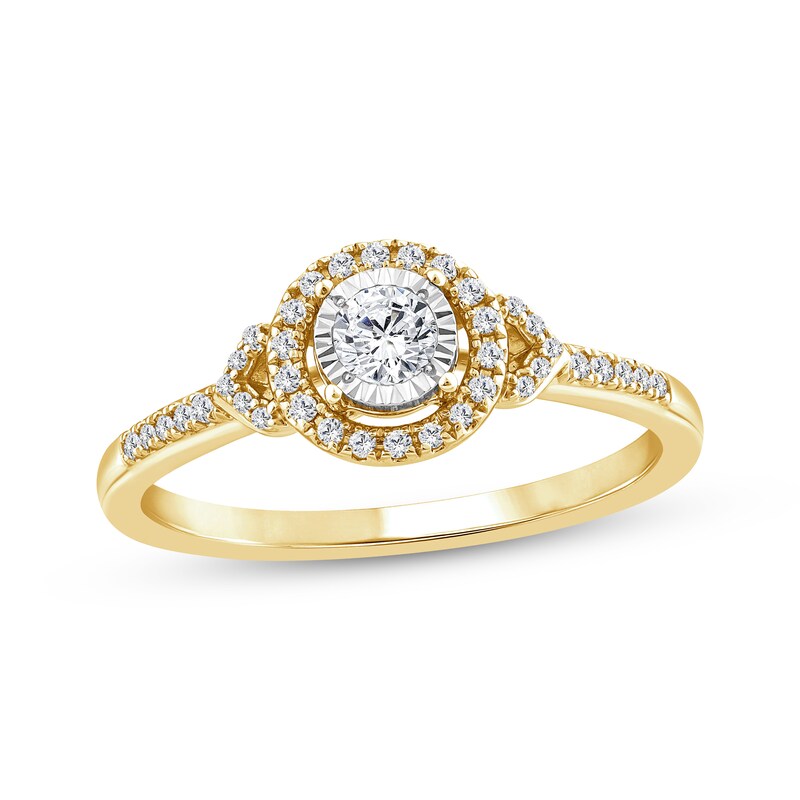 Main Image 1 of Adore Round-Cut Diamond Halo Engagement Ring 1/4 ct tw 14K Yellow Gold
