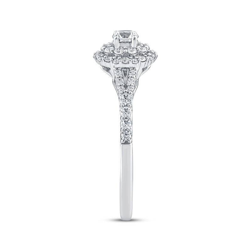 Main Image 2 of Adore Round-Cut Diamond Double Halo Engagement Ring 1/2 ct tw 14K White Gold