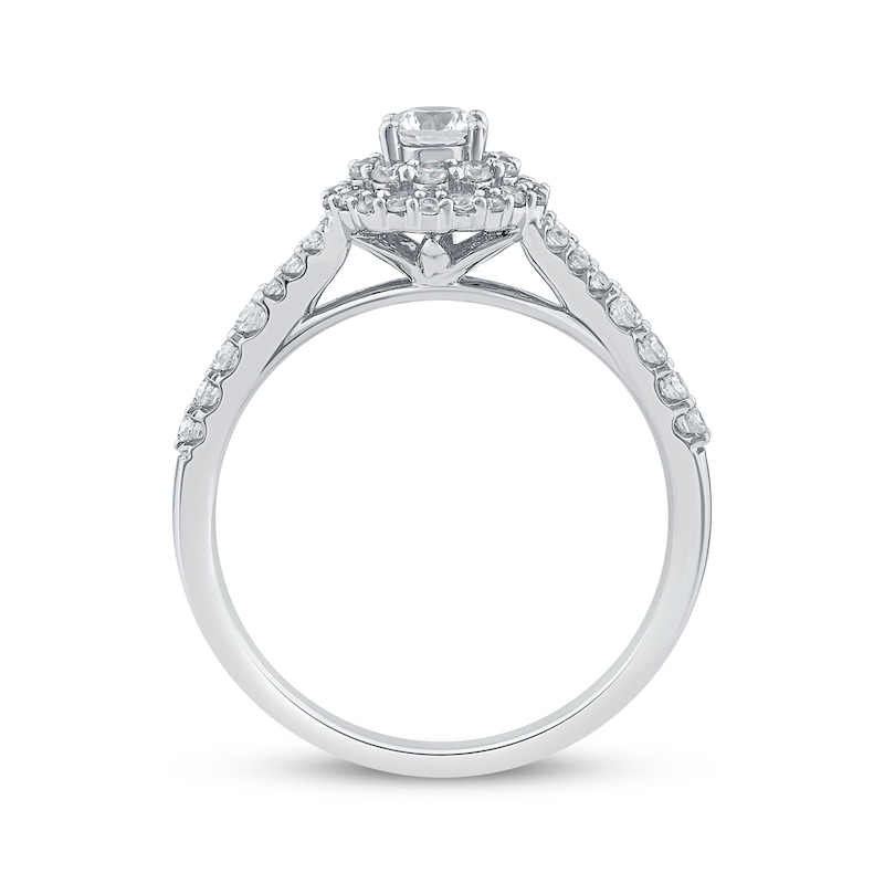 Main Image 3 of Adore Round-Cut Diamond Double Halo Engagement Ring 1/2 ct tw 14K White Gold