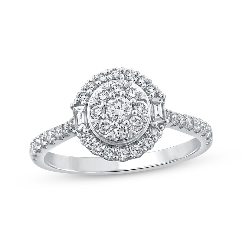 Main Image 1 of Adore Multi-Diamond Halo Engagement Ring 1/2 ct tw 14K White Gold