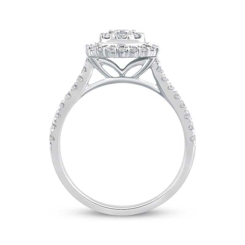Main Image 2 of Adore Multi-Diamond Halo Engagement Ring 1/2 ct tw 14K White Gold