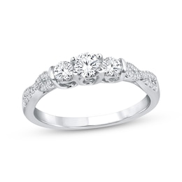 Adore Round-Cut Diamond Three-Stone Twist Shank Engagement Ring 1/2 ct tw 14K White Gold