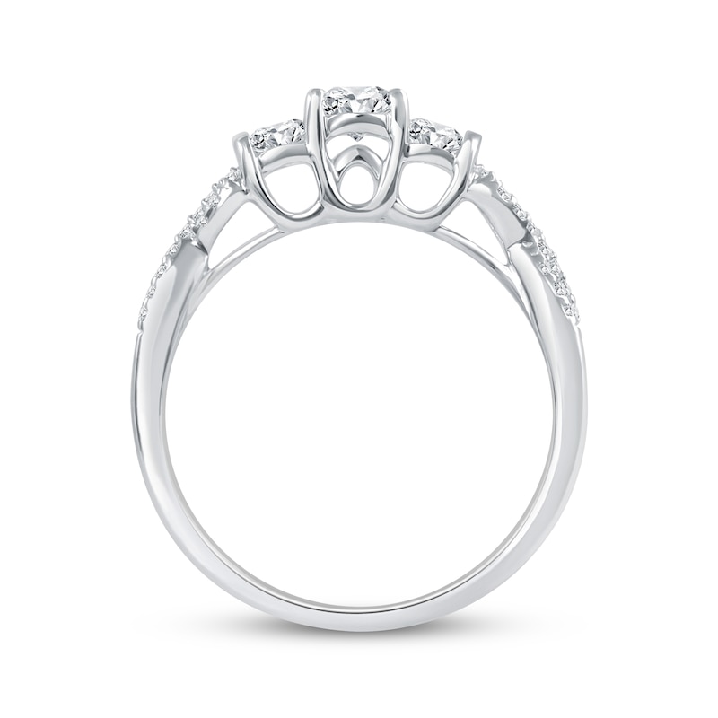 Main Image 3 of Adore Round-Cut Diamond Three-Stone Twist Shank Engagement Ring 1/2 ct tw 14K White Gold