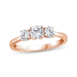 Adore Round-Cut Diamond Three-Stone Engagement Ring 3/4 ct tw 14K Rose Gold