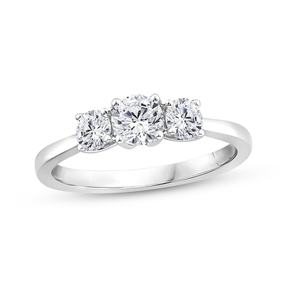 Adore Round-Cut Diamond Three-Stone Engagement Ring 3/4 ct tw 14K White Gold