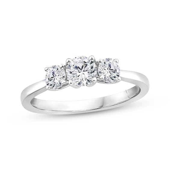 Round-Cut Diamond Three-Stone Engagement Ring 3/4 ct tw 14K White Gold