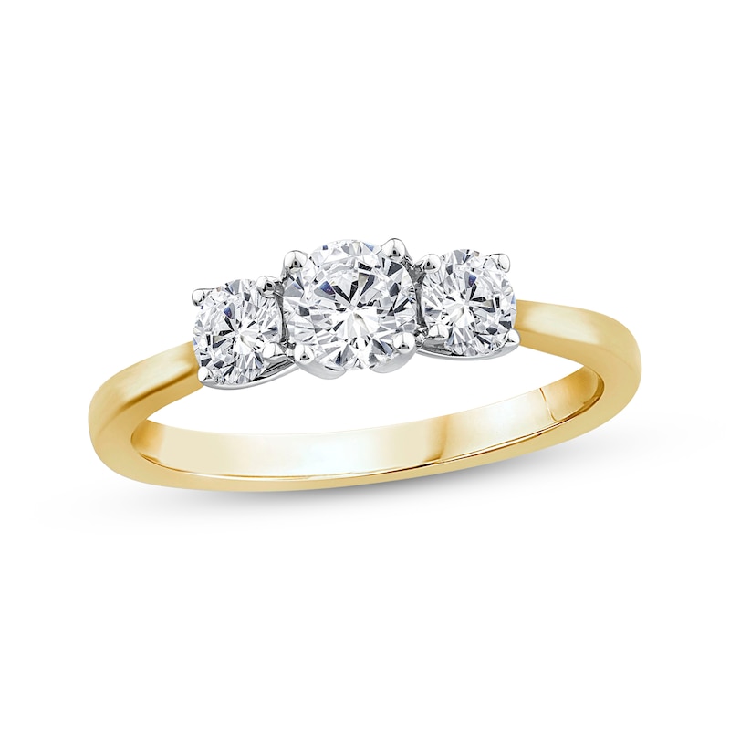 Main Image 1 of Adore Round-Cut Diamond Three-Stone Engagement Ring 3/4 ct tw 14K Yellow Gold