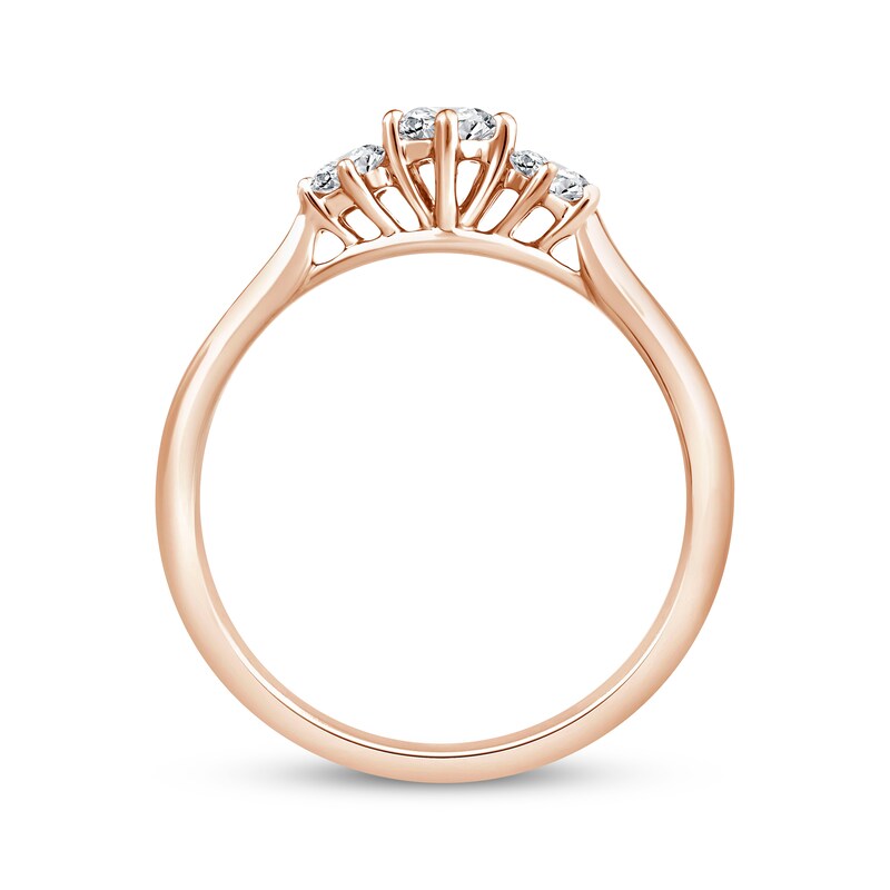 Main Image 3 of Adore Round-Cut Diamond Three-Stone Engagement Ring 1/2 ct tw 14K Rose Gold