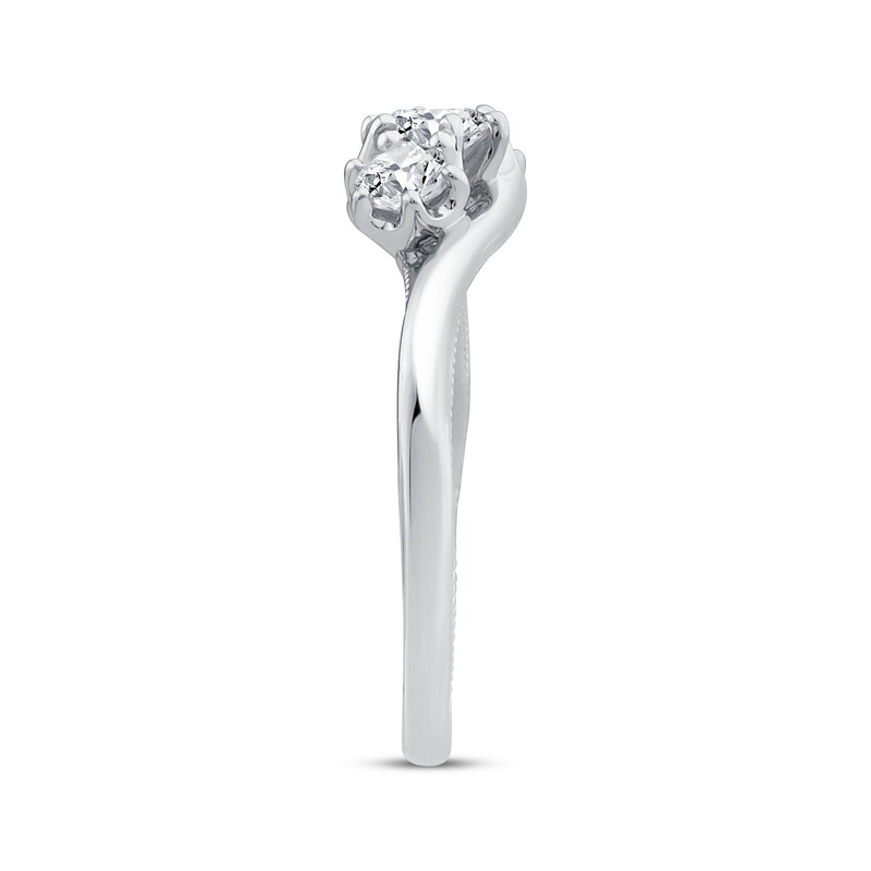 Main Image 2 of Adore Round-Cut Diamond Three-Stone Bypass Engagement Ring 1/2 ct tw 14K White Gold