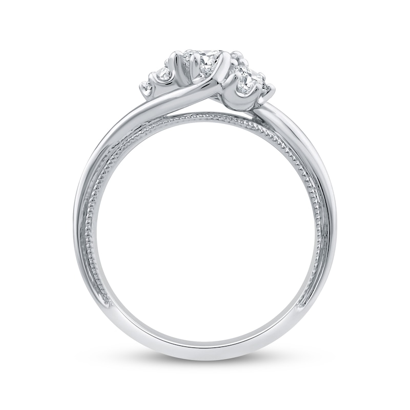 Main Image 3 of Adore Round-Cut Diamond Three-Stone Bypass Engagement Ring 1/2 ct tw 14K White Gold