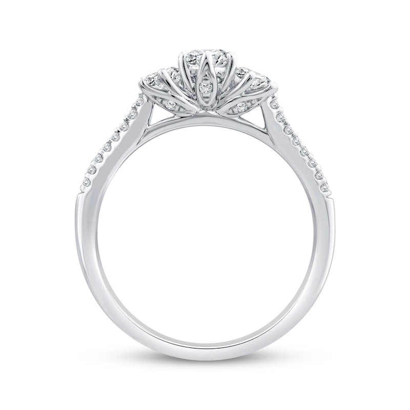 Main Image 3 of Adore Round-Cut Diamond Three-Stone Engagement Ring 3/4 ct tw 14K White Gold